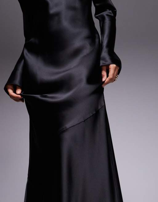 Daska satin maxi dress in black