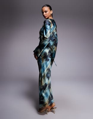 Daska Satin Maxi Dress In Multi