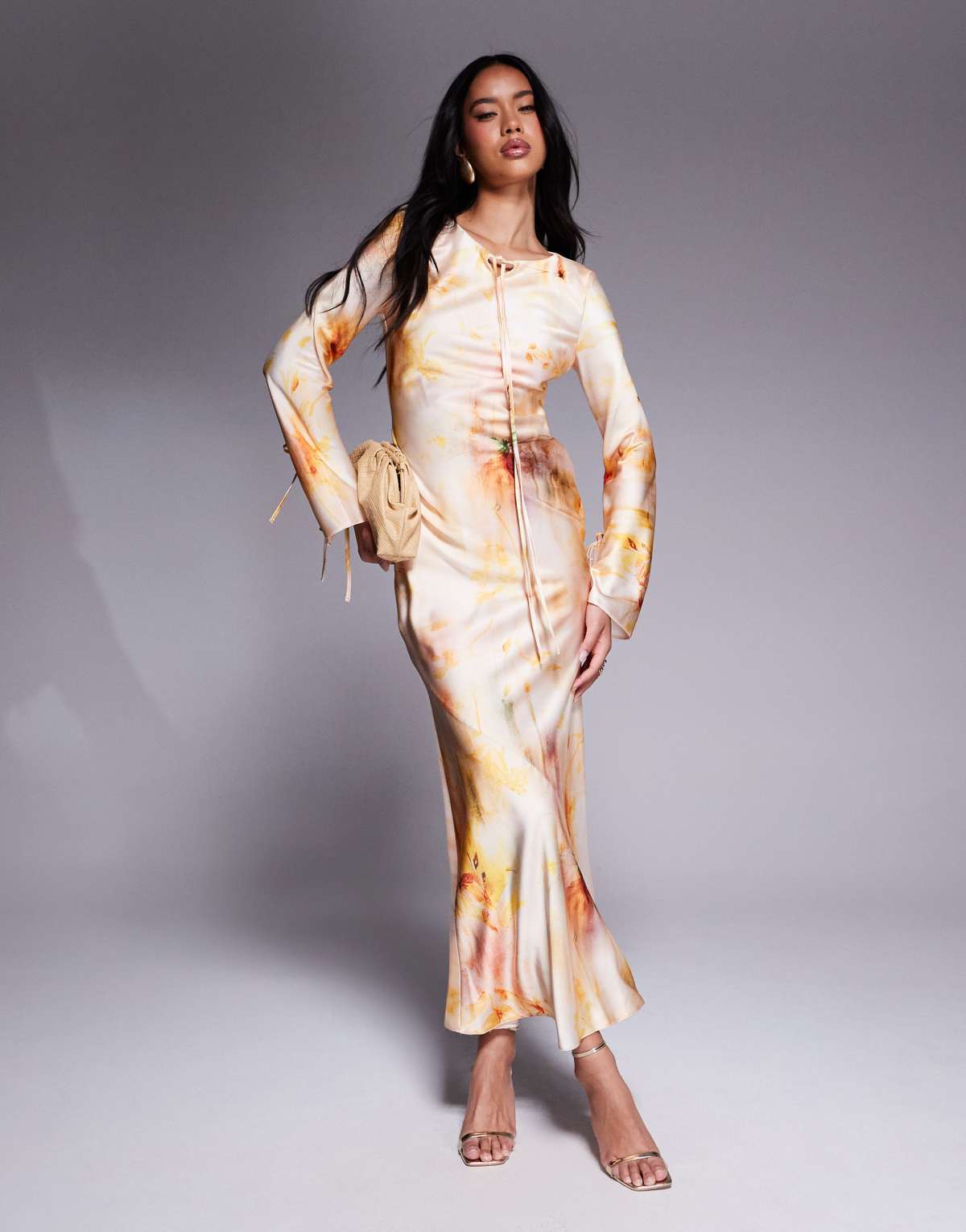 Daska satin maxi dress in floral abstract print