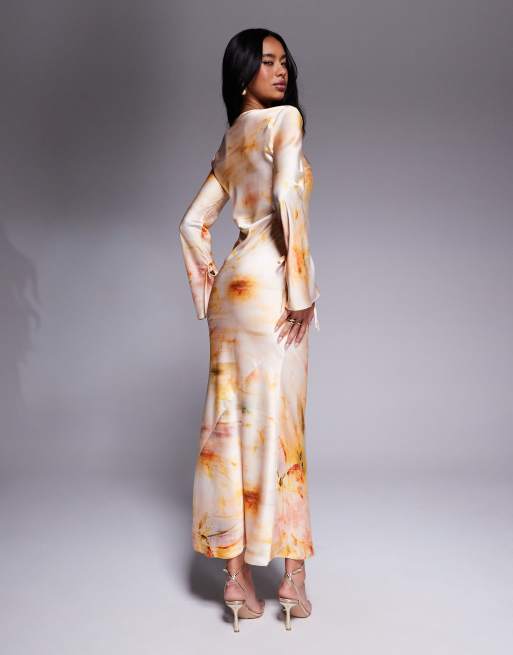 Daska satin maxi dress in floral abstract print