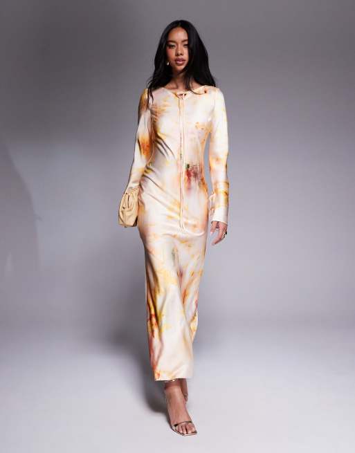 Daska satin maxi dress in floral abstract print