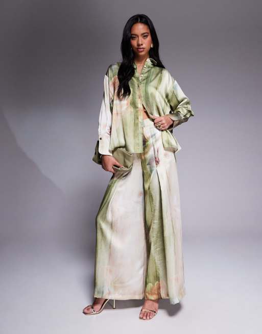 Daska satin pants in floral print - part of a set