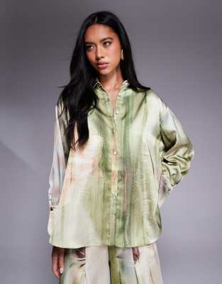 Daska Daska satin shirt co-ord in floral print-Multi