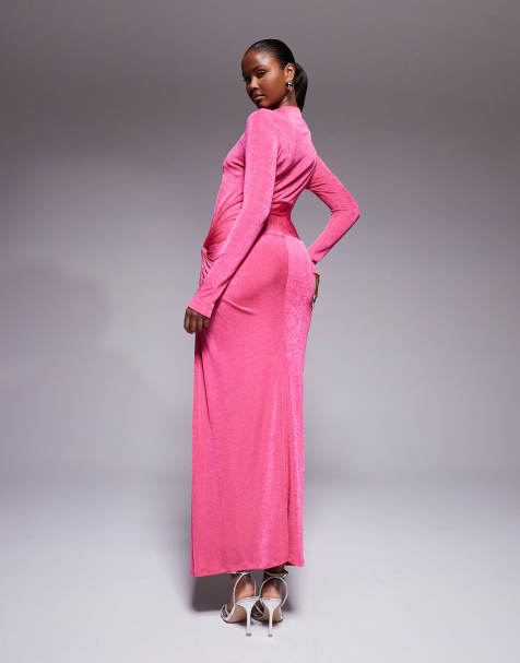 long sleeve trendy dresses for women Signature Soft Cotton Ribbed Long Sleeve Maxi Dress