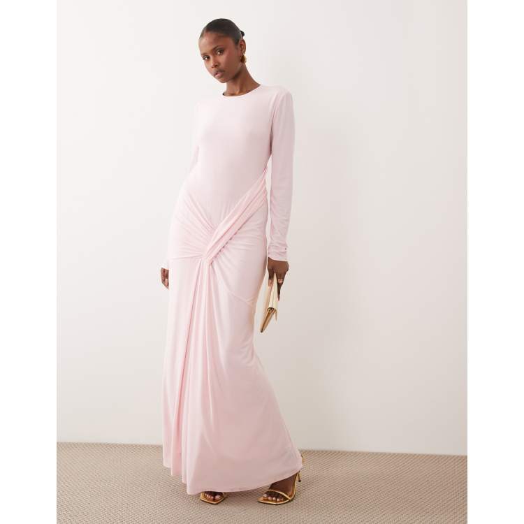 ethnic maxi dress for women Davi & Dani Ethnic Print Maxi Dress with Open Crochet Straps in Coral Orange M