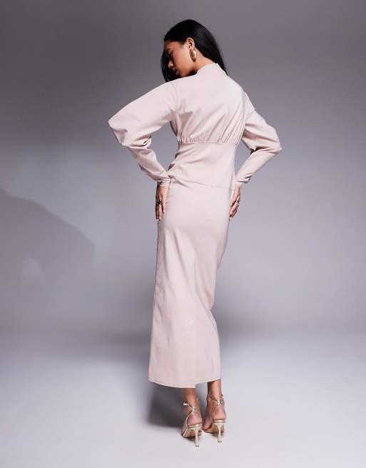 Daska structured balloon sleeve maxi dress in sand