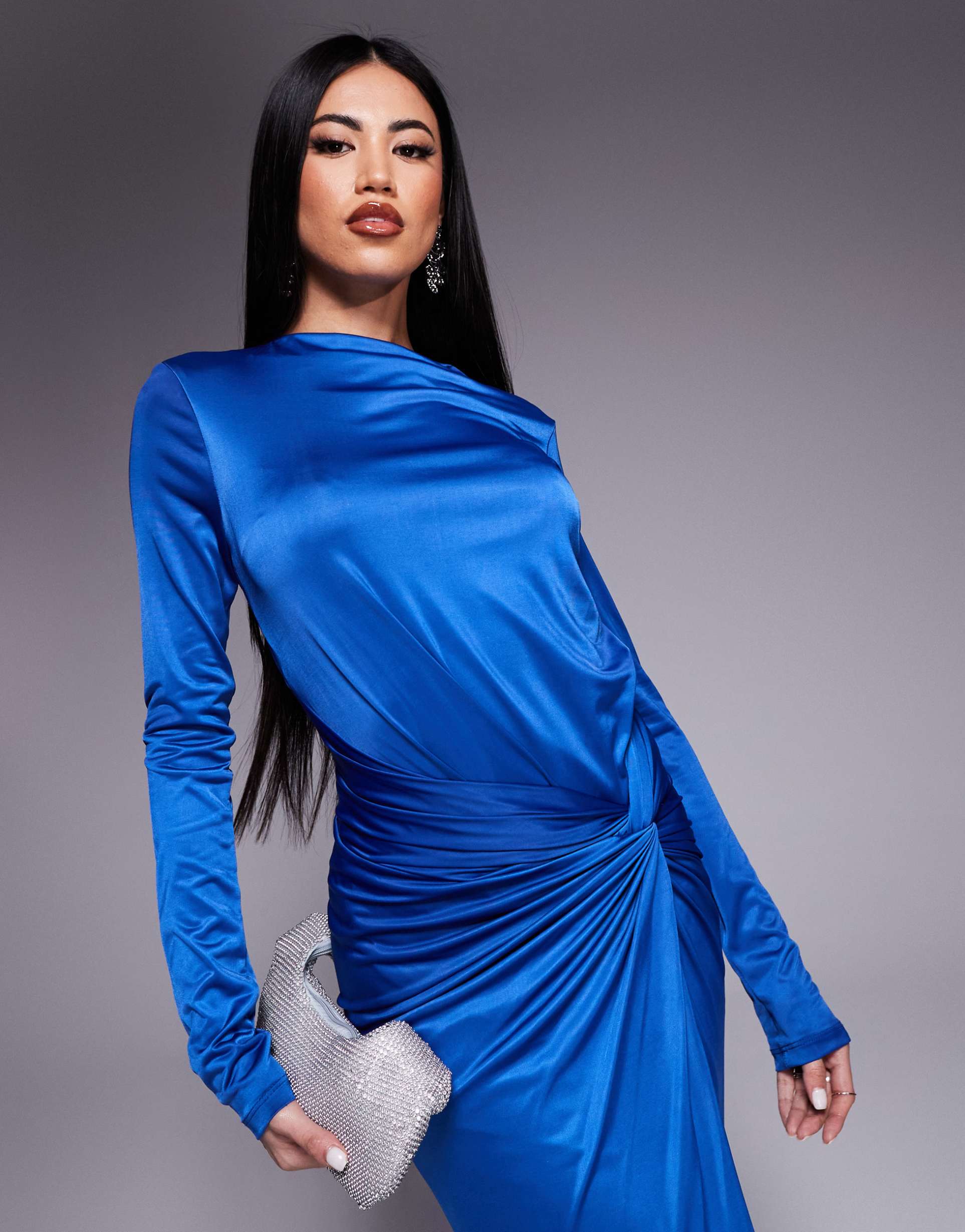 daska twist front dress in cobalt blue
