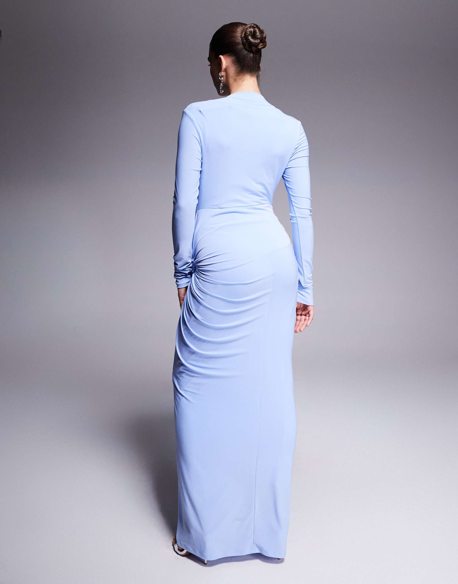 daska twist front dress in soft blue