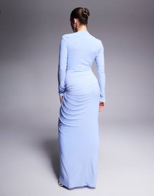 Daska twist front dress in soft blue