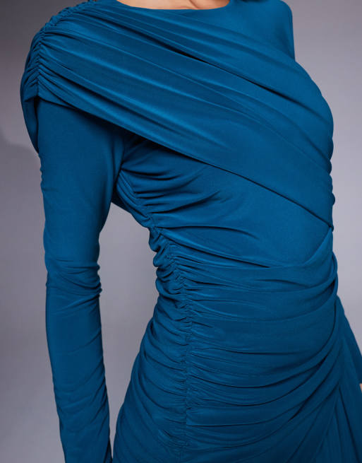 Daska - Vestito lungo avvolgente color verde-azzurro, 4 di 4