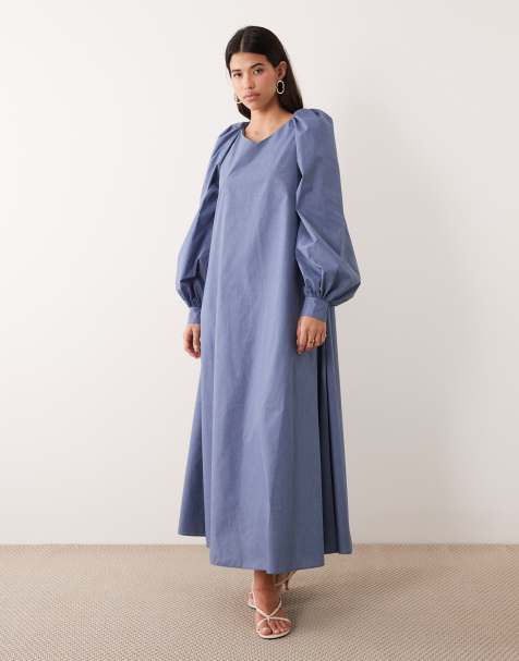 Daska - Vestito lungo oversize azzurro con maniche a palloncino - view 1