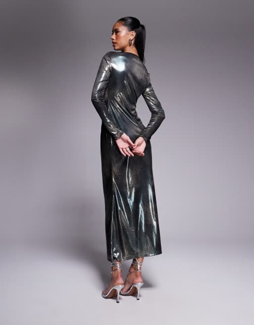 Daska - Vestito lungo pitonato metallizzato , 2 di 4