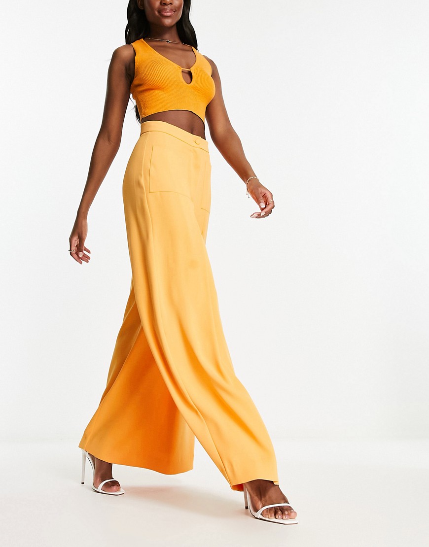 wide leg tailored pants in orange - part of a set