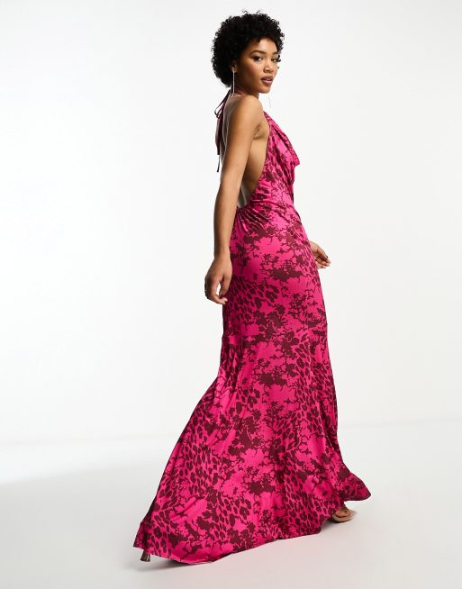 Pink animal 2025 print maxi dress