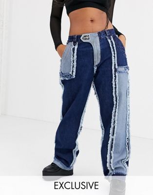 DB Berdan - Jeans met contrasterend inzetstuk-Blauw