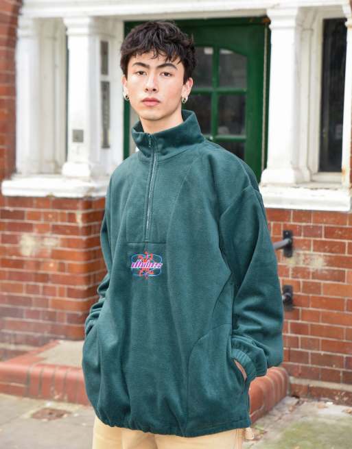 DBDNS fleece in forest green with futuristic logo embroidery