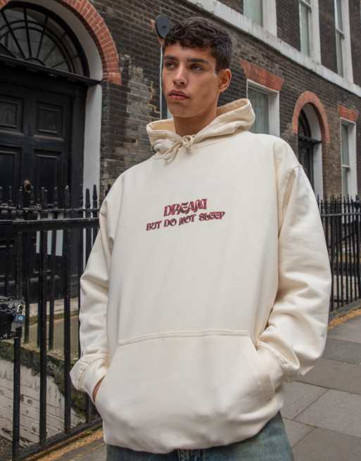 DBDNS hoodie in natural with  cursive logo print