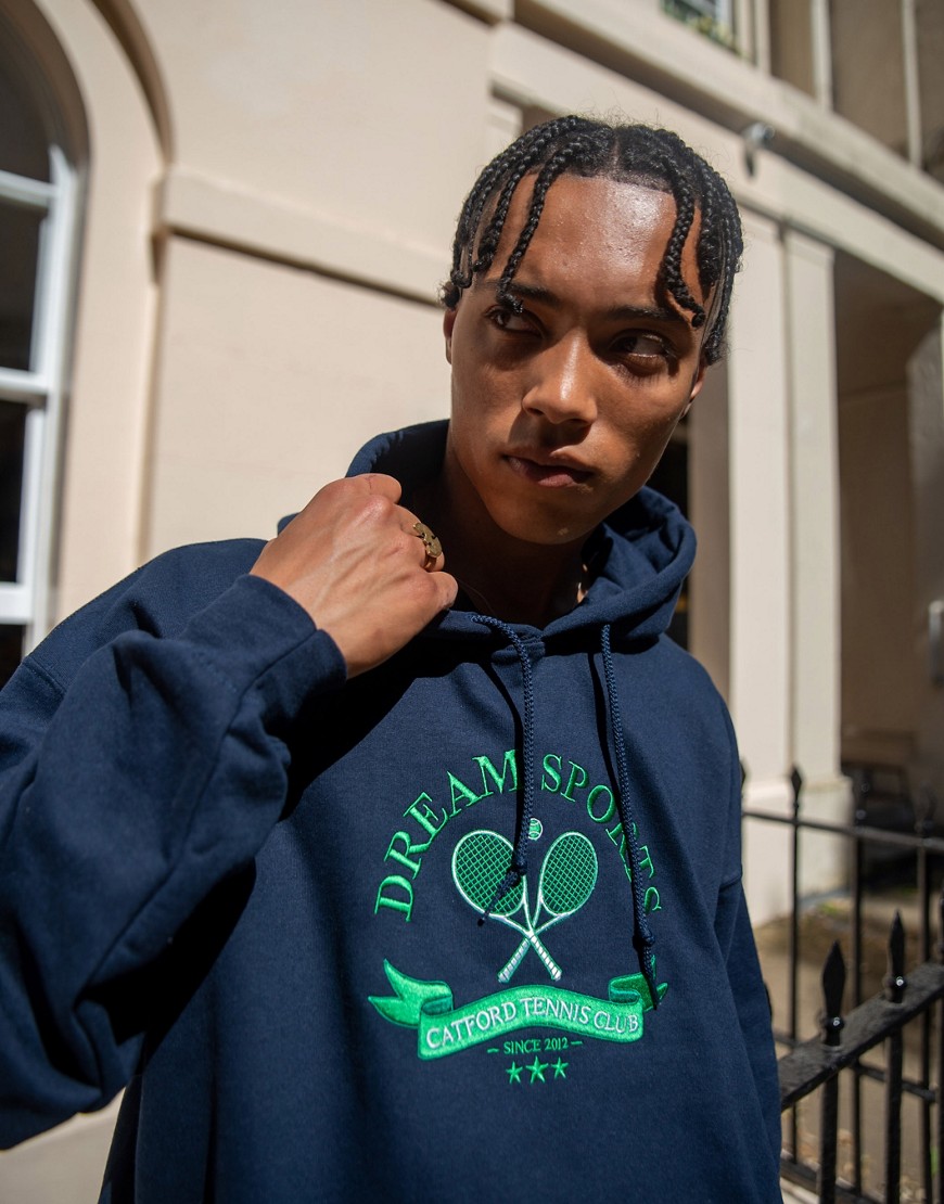 DBDNS hoodie in navy with catford tennis club embroidery