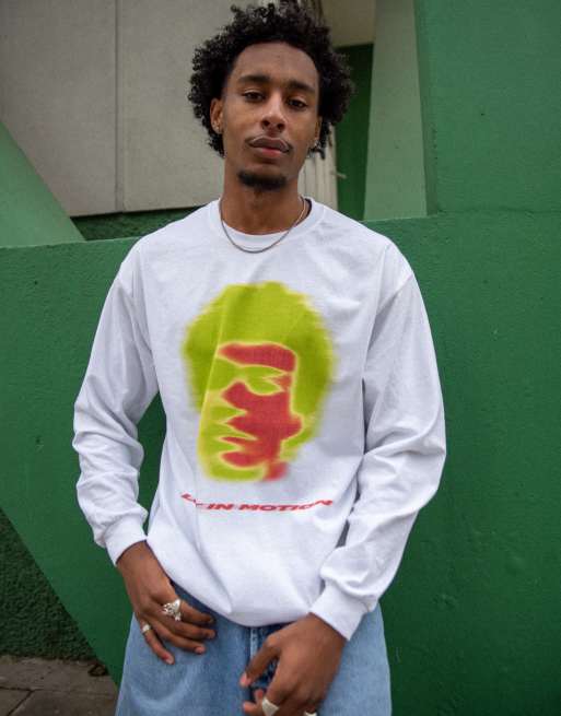 DBDNS long sleeved t-shirt in white with lost in motion infrared print