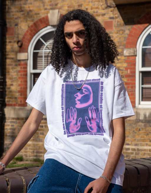 DBDNS short sleeved t-shirt in white with the realm of imagination print colour