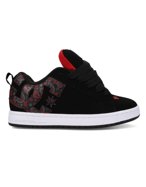DC Shoes Court graffik leather trainers in black/grey/red, 4 of 4