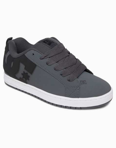 DC Shoes Court graffik leather trainers in dk grey/black/white - view 1