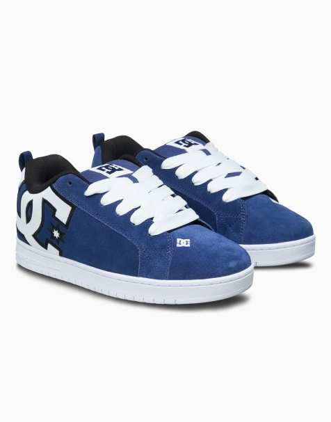 DC Shoes Court graffik leather trainers in navy / white - view 1