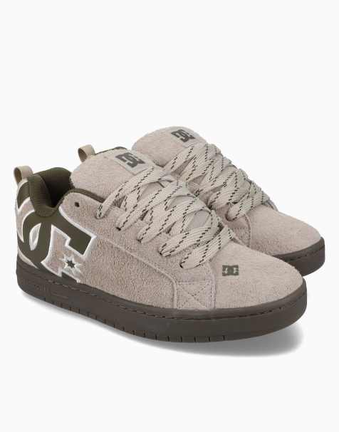 DC Shoes Court graffik leather trainers in taupe/olive - view 1