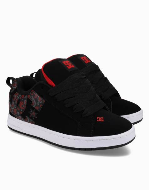 DC Shoes – Court Graffik – Leder-Sneaker in Schwarz/Grau/Rot - view 1