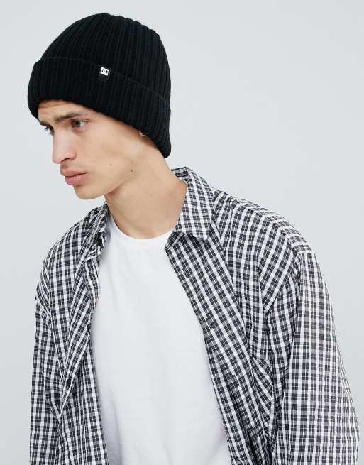 DC Shoes Ribbed Fisherman Beanie in Black | ASOS