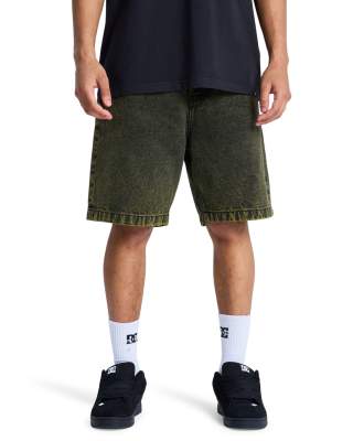 Shoes - Weite Jeansshorts in Golden-Olivgrün Grün W31