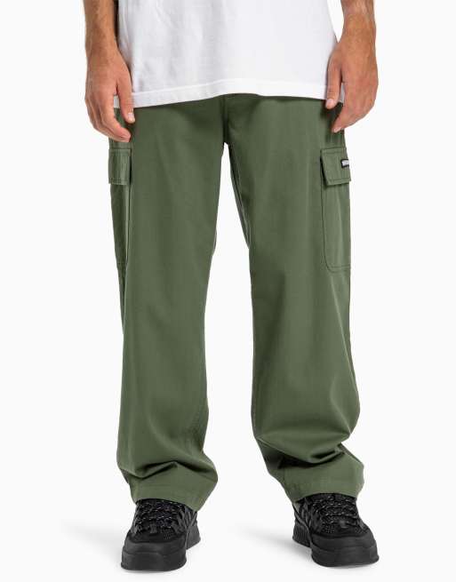 DC Shoes – Worker – Weite Cargo-Chinohose in Bronze-Grün