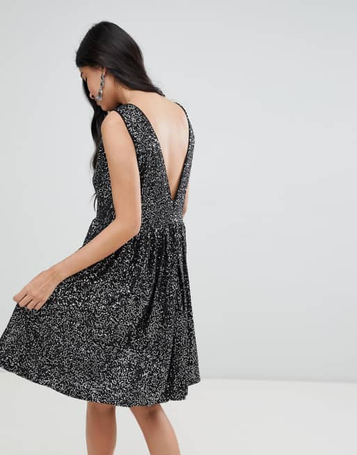 Asos design scattered outlet sequin mini skater dress