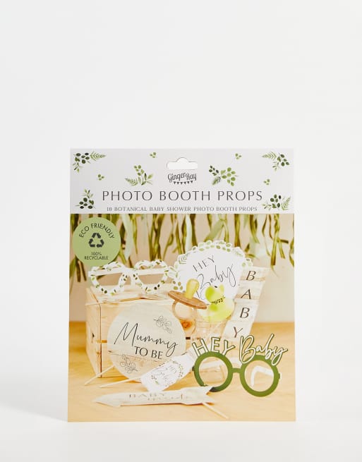 Decoración de fotomatón para fiesta prenatal con diseños botánicos de Ginger Ray
