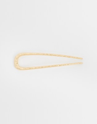 Designb London Deisgnb London Hammered French Hair Pin In Gold