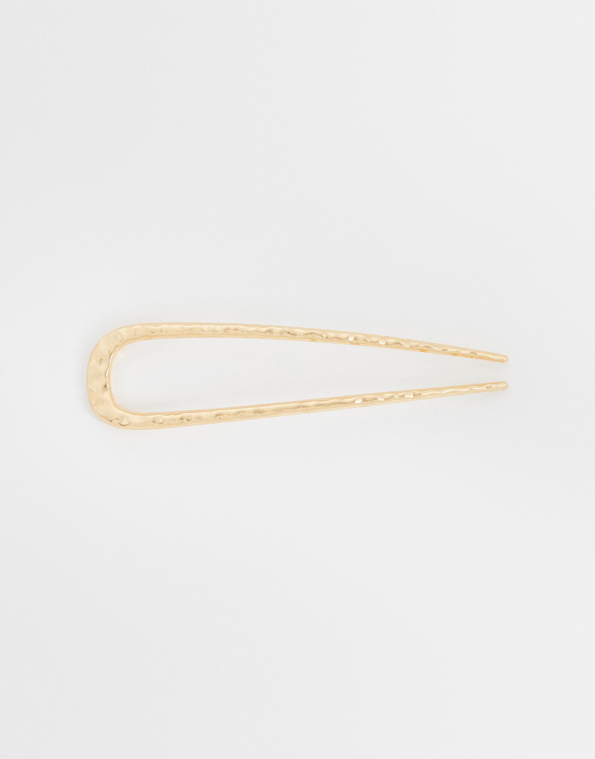 deisgnb london hammered french hair pin in gold tone