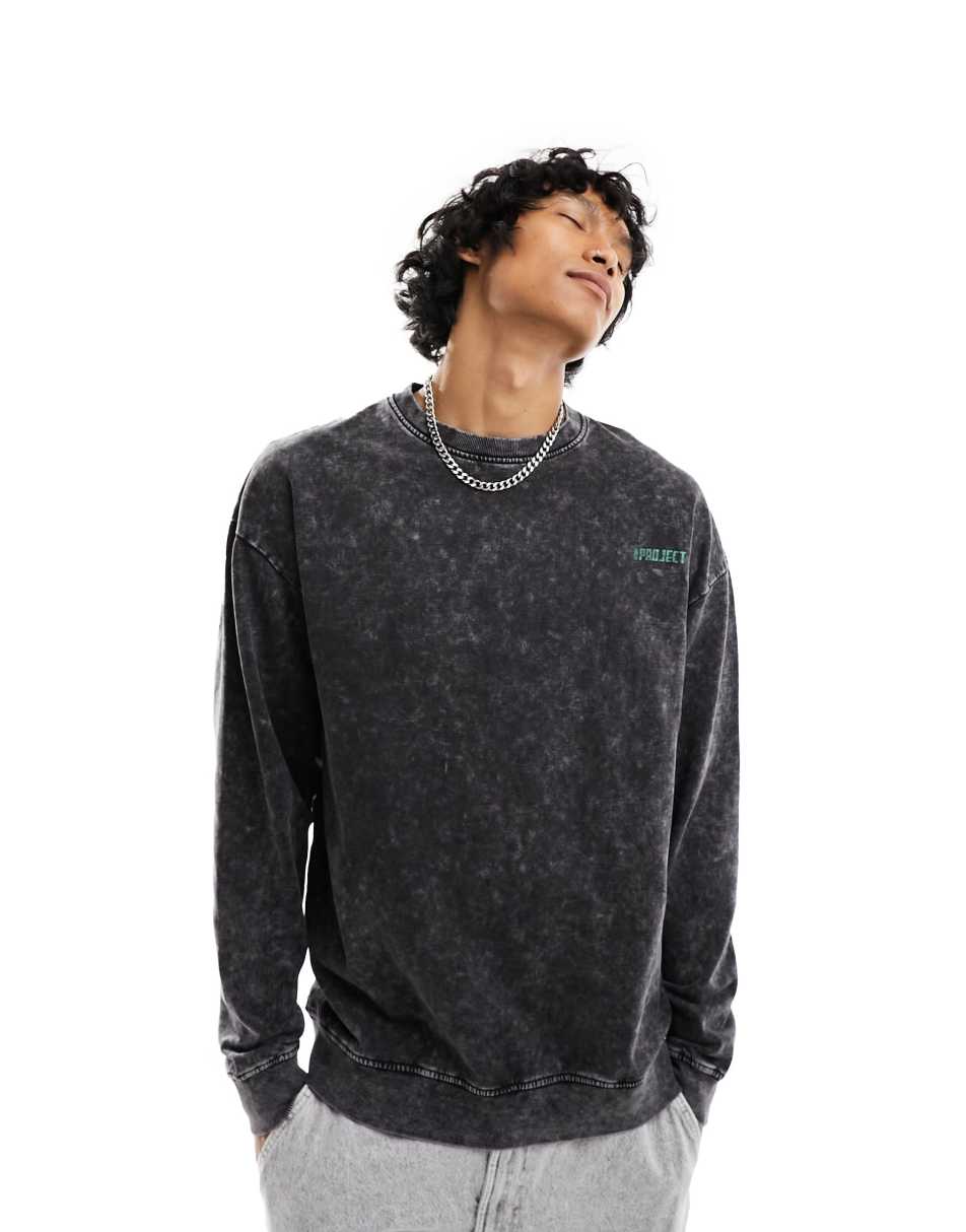 Demin Project crew neck sweatshirt in vintage wash black