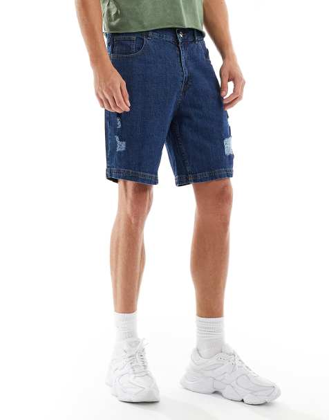 Denim Project denim shorts with rips in midwash blue - view 1
