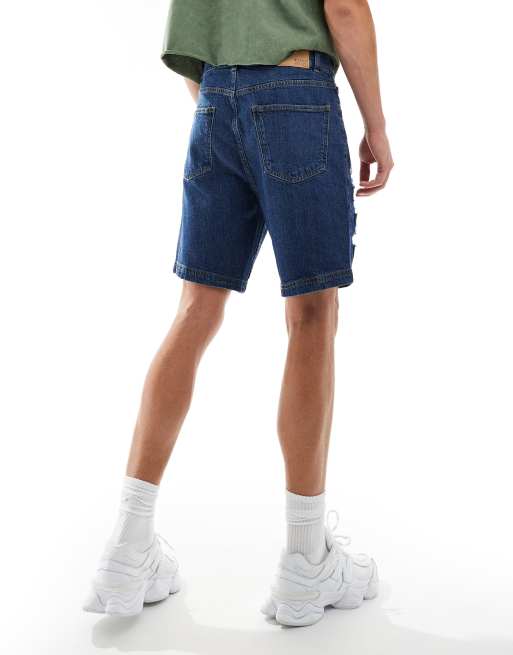 Denim Project denim shorts with rips in midwash blue | ASOS