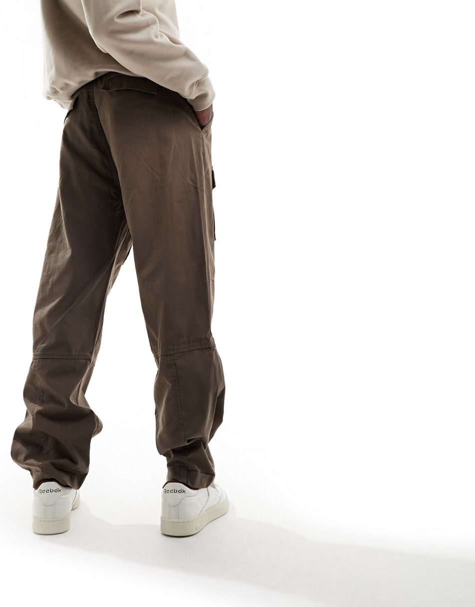 Hollister slim fit heritage cargo trousers in dark brown