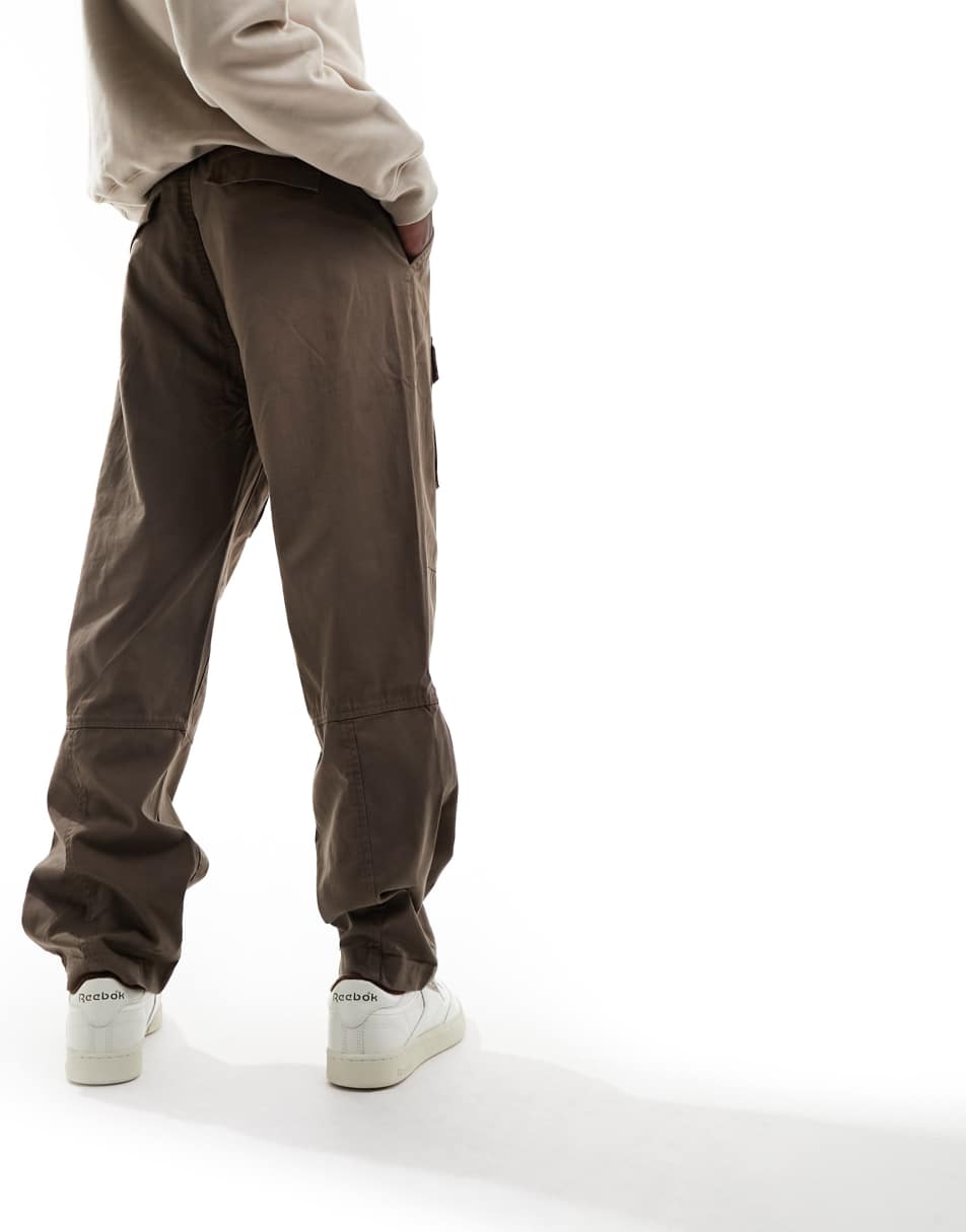 Hollister slim fit heritage cargo trousers in dark brown