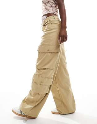 Denim Project loose fit cargo trousers in beige-Neutral