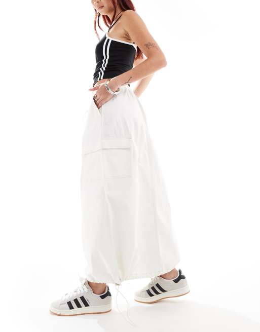 Denim Project maxi cargo skirt in off white