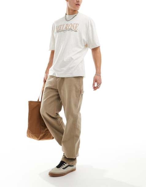 Denim Project straight leg painter jeans in light beige - view 1
