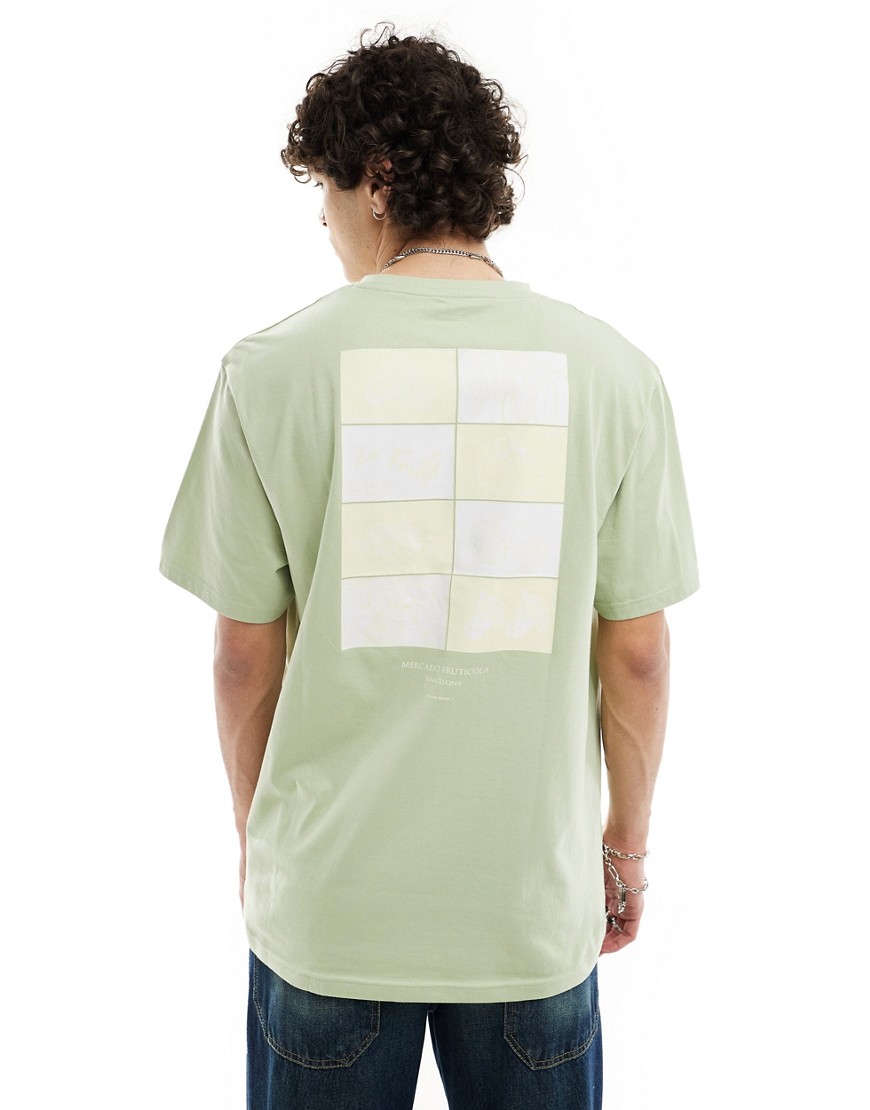 Denim Project t-shirt in light green with barcelona fruit chest and back print