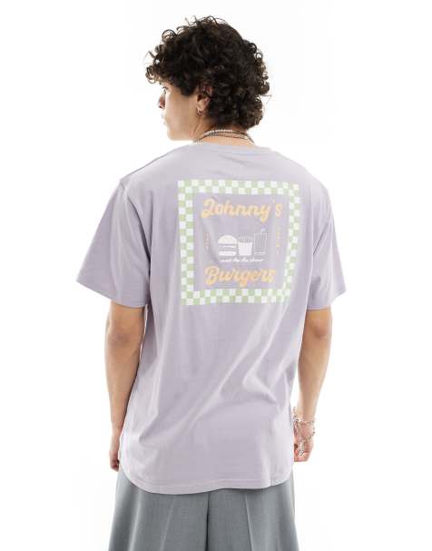 Denim Project t-shirt in light purple with food chest and back print - view 1