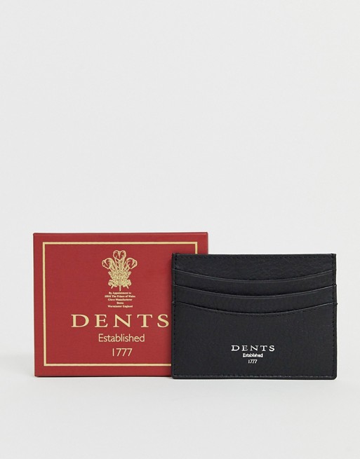 Dents Pebble leather card holder in black