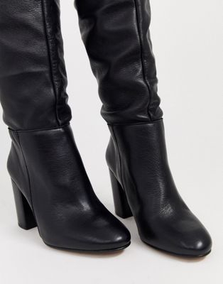 Depp black leather slouch knee boots | ASOS