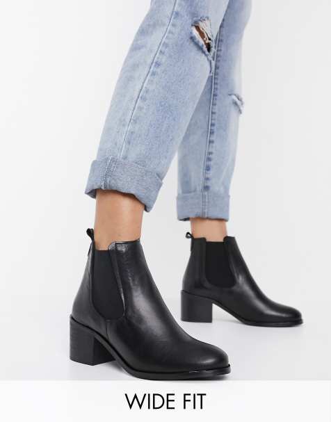 depp block heel chelsea boots in black leather