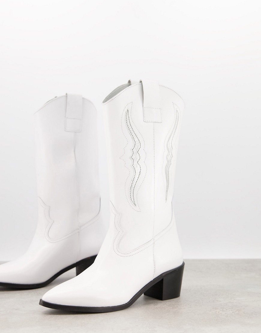 depp -  – Kniehohe Western-Stiefel aus weißem Leder